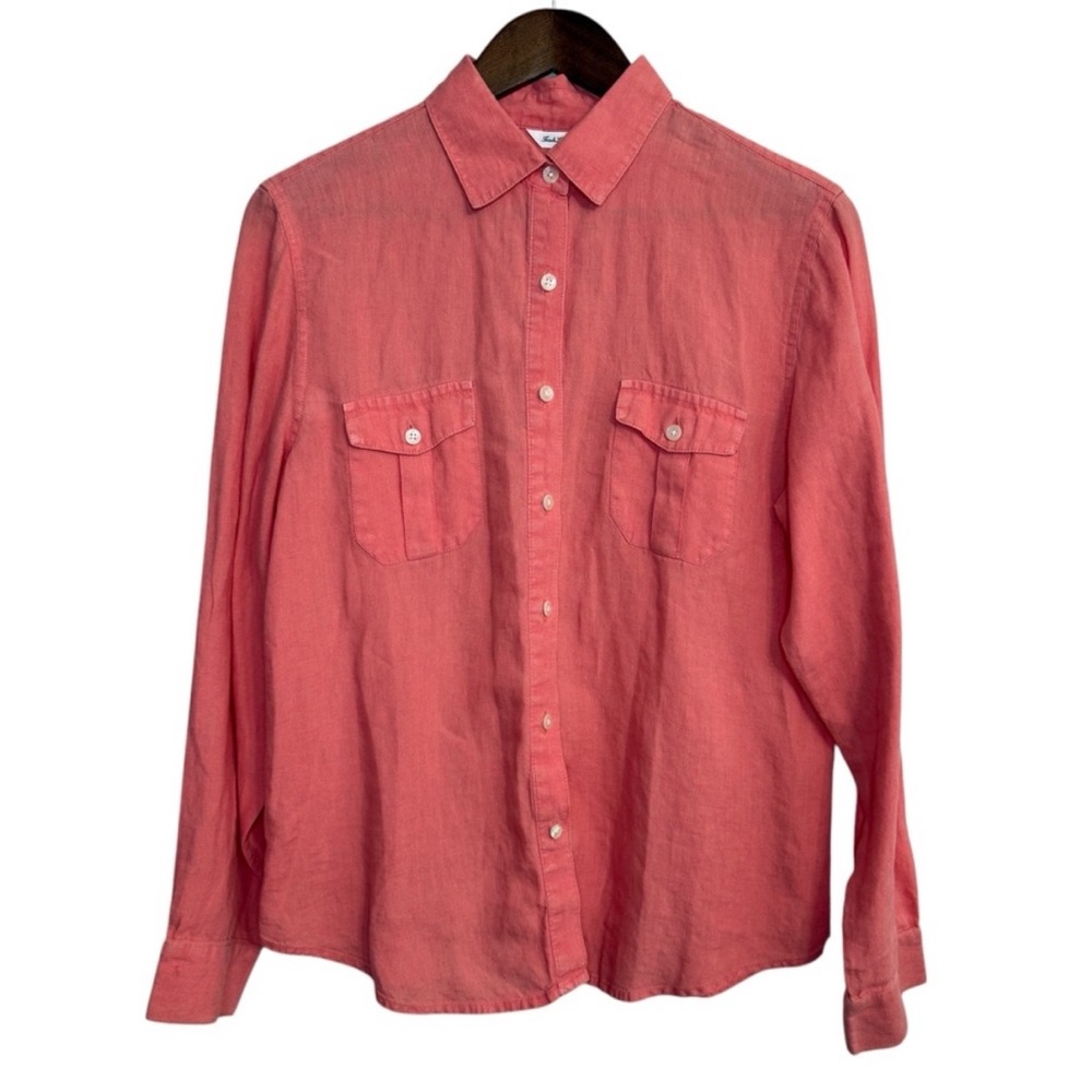 Talbots Irish linen shirt women's medium casual beachy coastal Hawaiian tropical